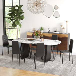 Pack de 6 Sillas de Comedor, Sillas de Cocina Modernas, Tapizadas de Cuero Sintético, Respaldo Alto, Asiento Acolchado, Patas de Acero, Negro