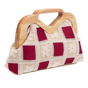 Bisenzio Bolso de mano Mujer. Fabricado en madera natural, algodón y paja trenzada.