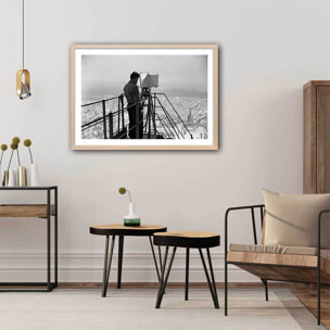 Affiche photo ancienne - Télévision - La Tour Eiffel Affiche + cadre en bois - Chêne