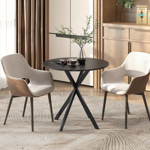 Table ronde style industriel bois métal 2 pers. dia. 80 cm noir