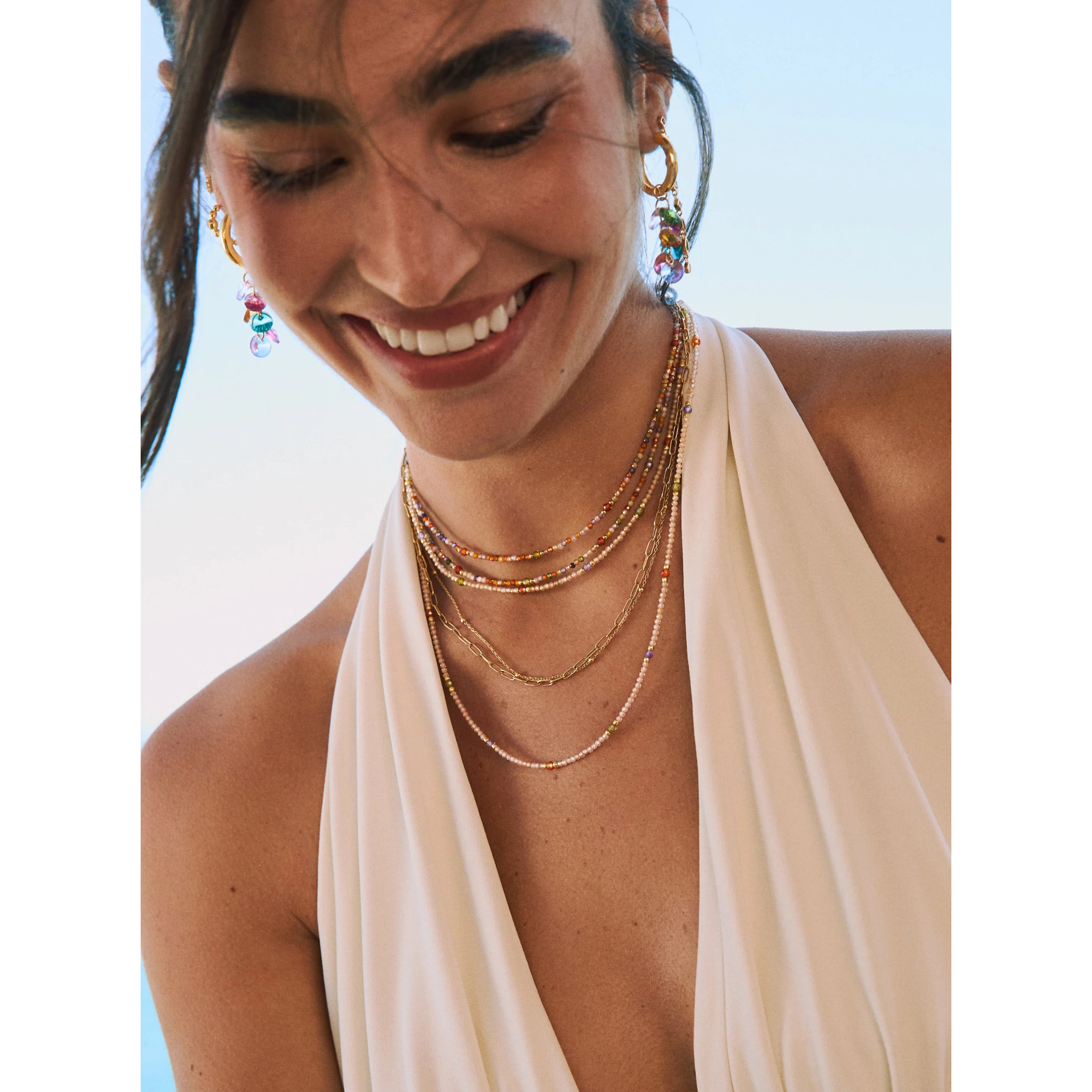 Collar Crystal Summer Acero Baño Oro