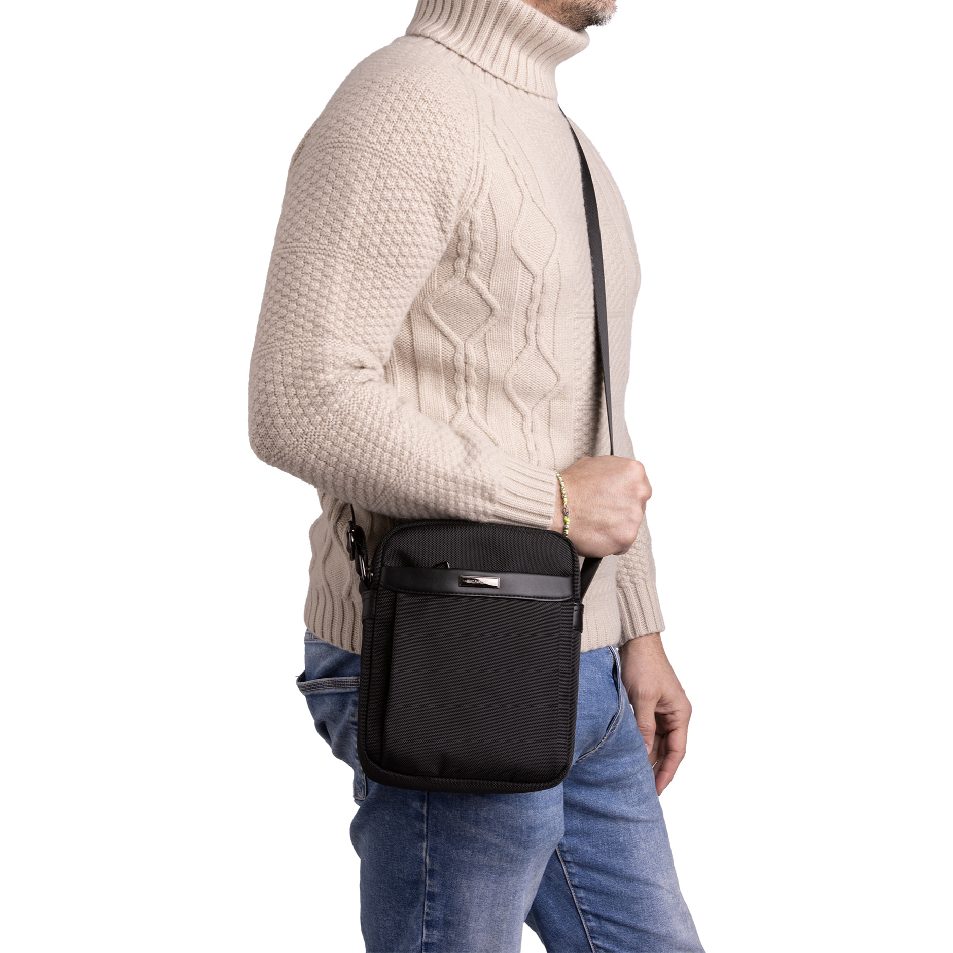 Borsa a tracolla  da uomo Textile Polyester 24x20x7 cm