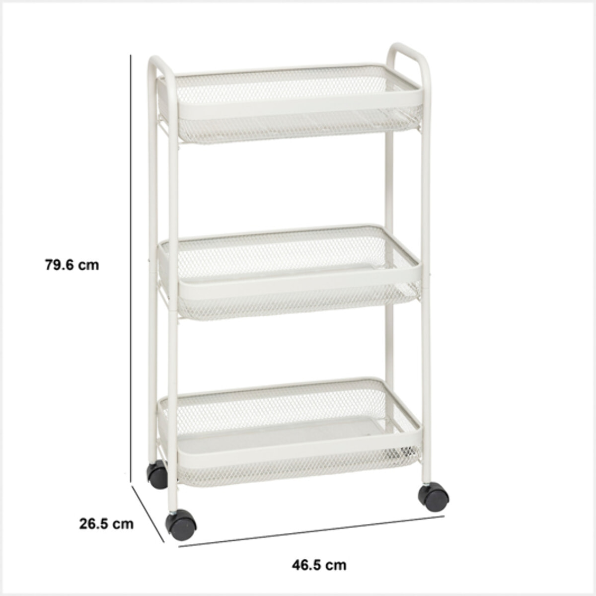 Desserte à roulettes "Mayaj" 3 niveaux 46,5x26,5cm