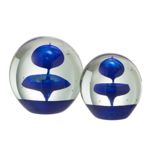 J-Line presse-papier Bulle - verre - bleu - large