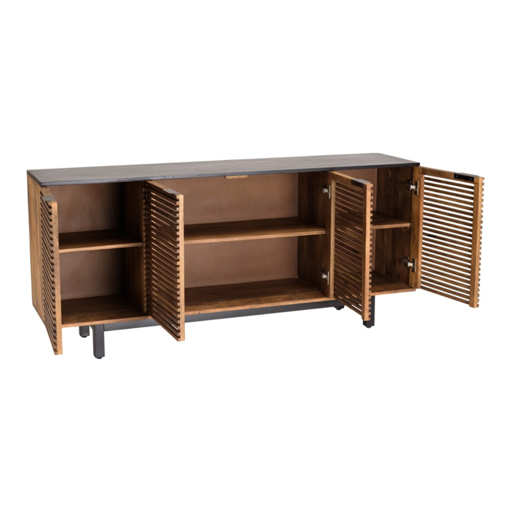 ALIX - Buffet en bois de manguier 4 portes ajourées