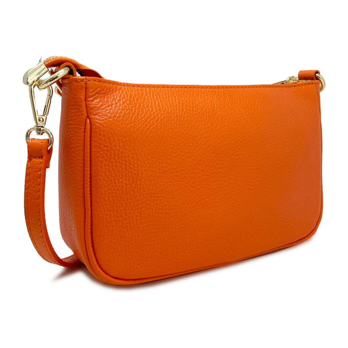 Chicca Borse - Tracollina Clutch Donna in Vera Pelle - Colore Arancione