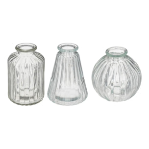 Set de 3 soliflores "Lour" - verre - H11 cm