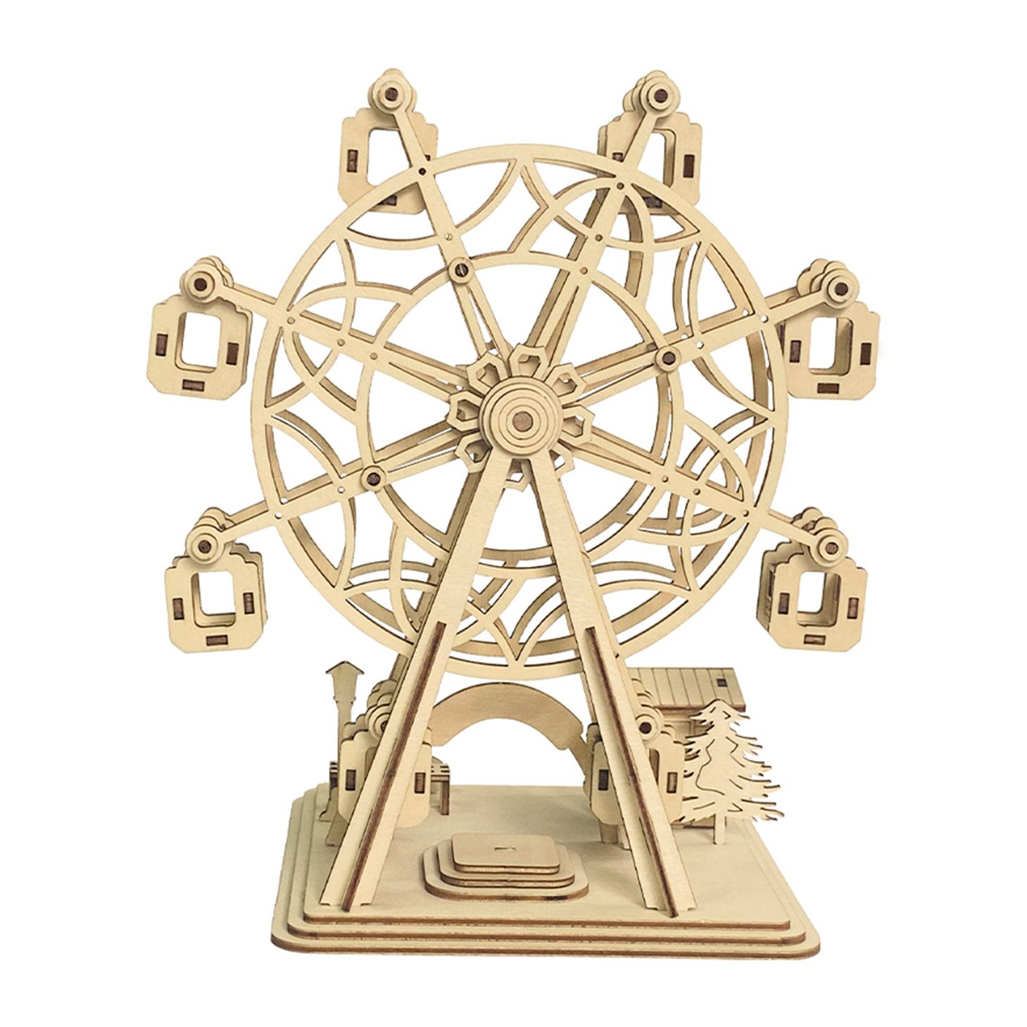 Modello in Legno 3D, con movimento meccanico design della Ruota Panoramica Felice. 117 pezzi.