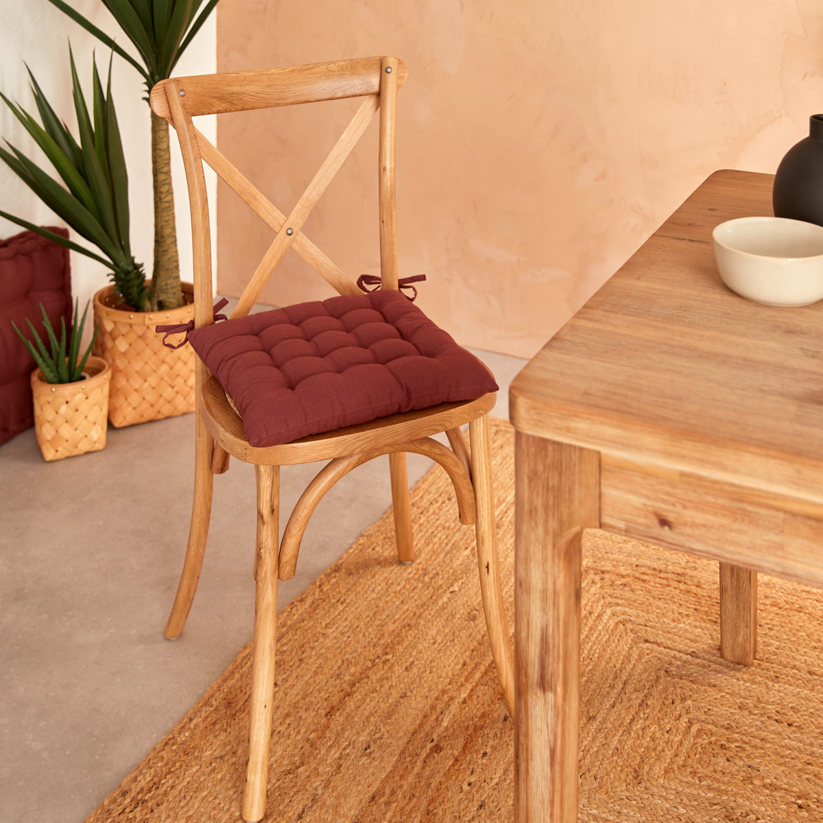 Galette de chaise "Anjali" prune 38x38cm