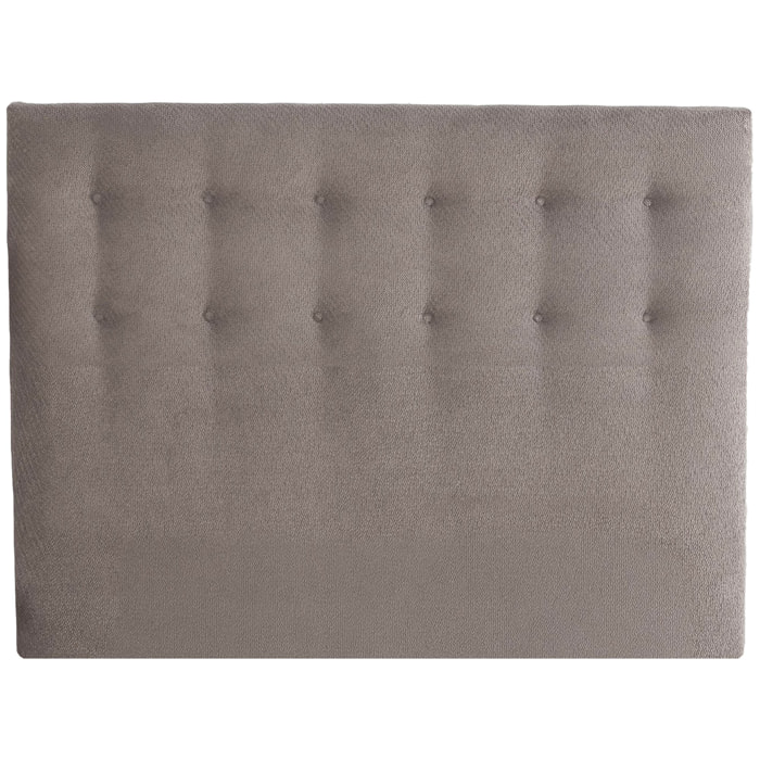 Tete de lit capitonnée Eden gris clair, chenille bouclettes