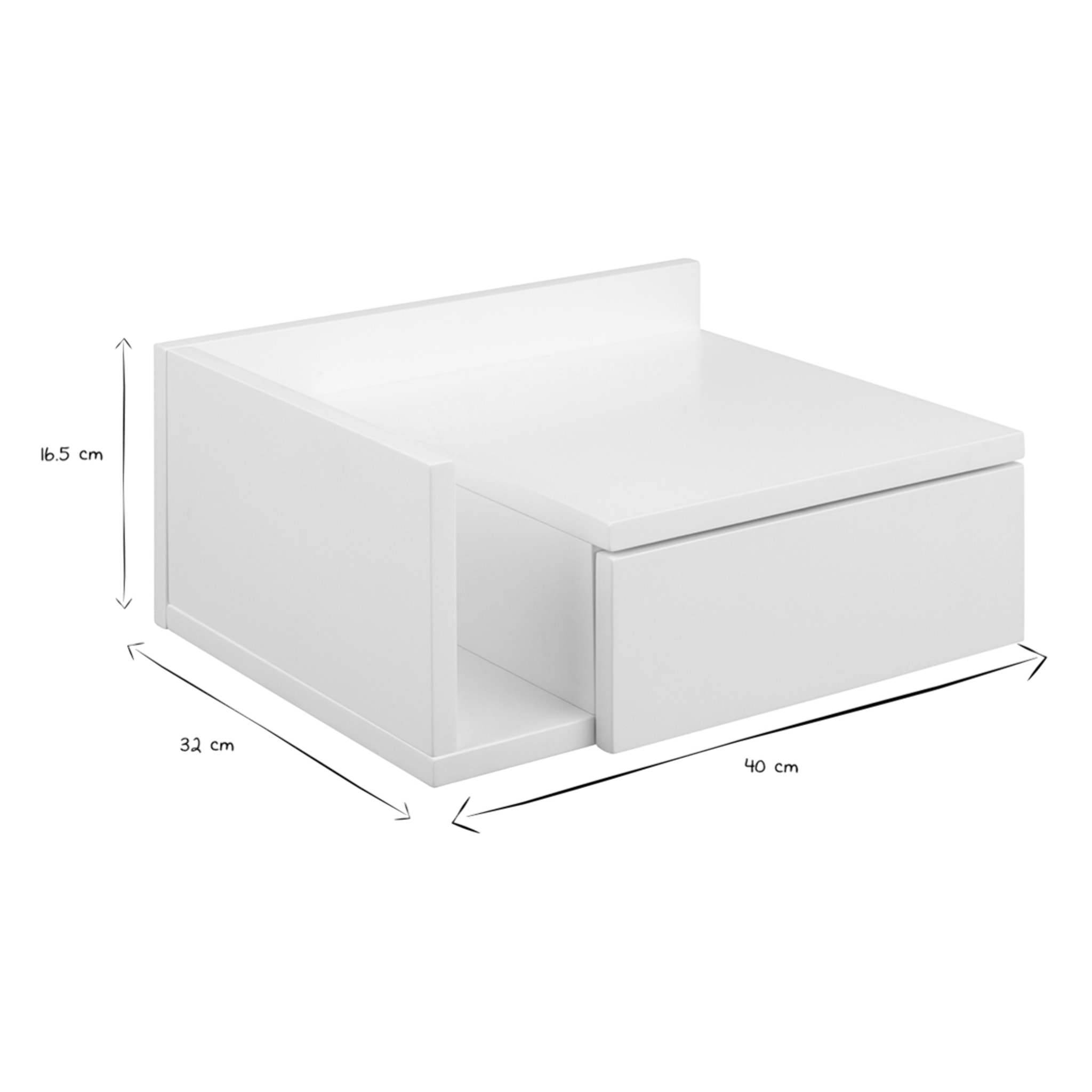 Table de chevet murale blanche avec tiroir NASTY