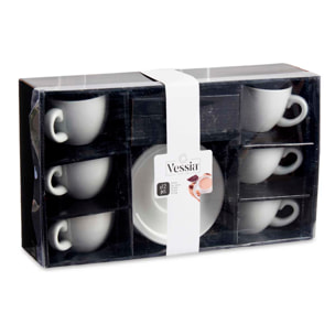 SET 6 TAZZE DA CAFFÈ IN PORCELLANA BIANCA CON PIATTO 250ML