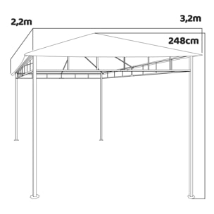 Gazebo 3x2 M esterni ferro battuto elegante gazebo da giardino ecrù