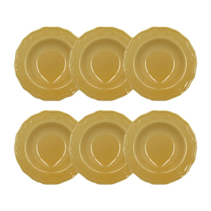 Lot de 6 assiettes creuses 23,5cm en grès jaune SIGNATURE