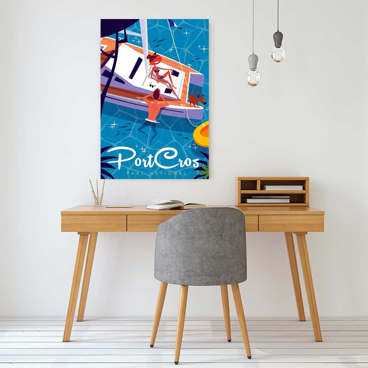 Tableau baignade à port cros Tableau alu Dibond