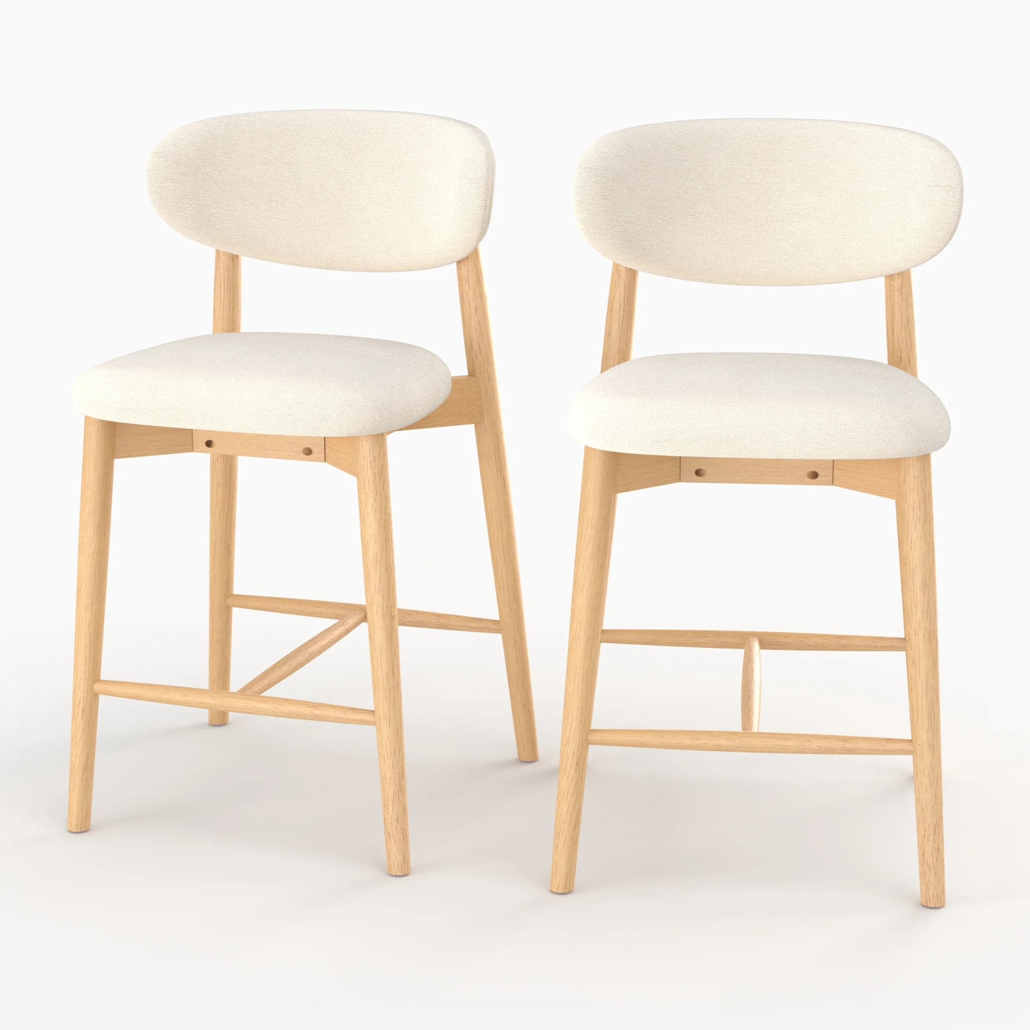 Lot de 2 chaises pour ilot central 64,5 cm en tissu beige - Yuna
