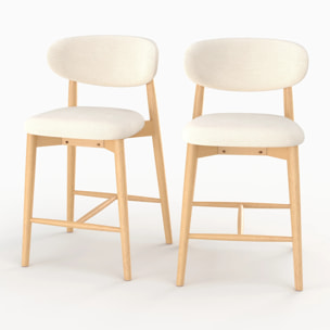 Lot de 2 chaises pour ilot central 64,5 cm en tissu beige - Yuna