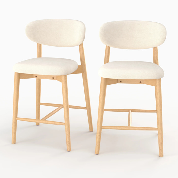 Lot de 2 chaises pour ilot central 64,5 cm en tissu beige - Yuna