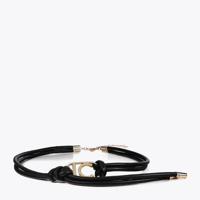 Cintura in finta pelle con logo ovale