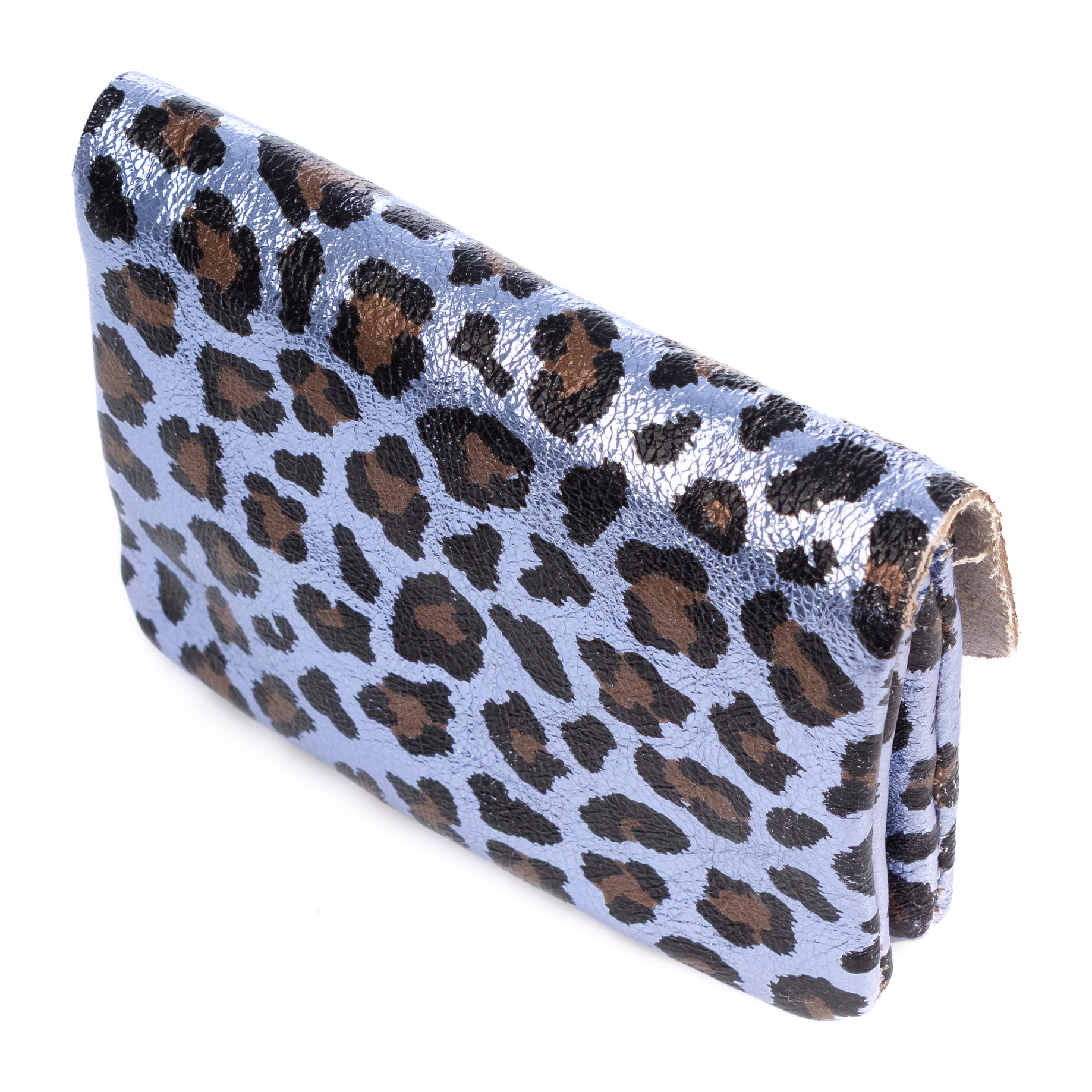 Alpignano portafoglio donna. Pelle autentica Camoscio, design animal print leopardato, laccato lucido