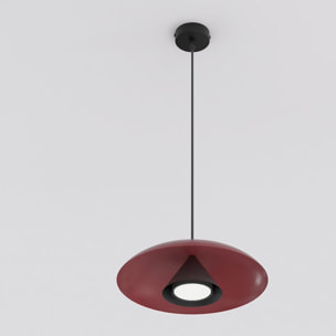 Lampada a sospensione Babel in acciaio bordeaux e nero