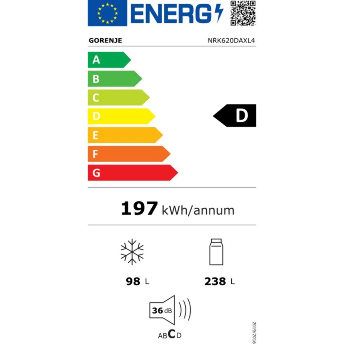 Réfrigérateur combiné GORENJE NRK620DAXL4