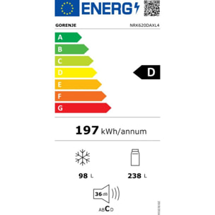 Réfrigérateur combiné GORENJE NRK620DAXL4