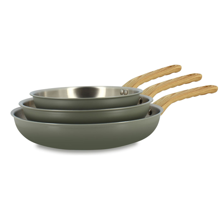 Lot de 3 poêles en acier inoxydable - tous feux EASYNOX