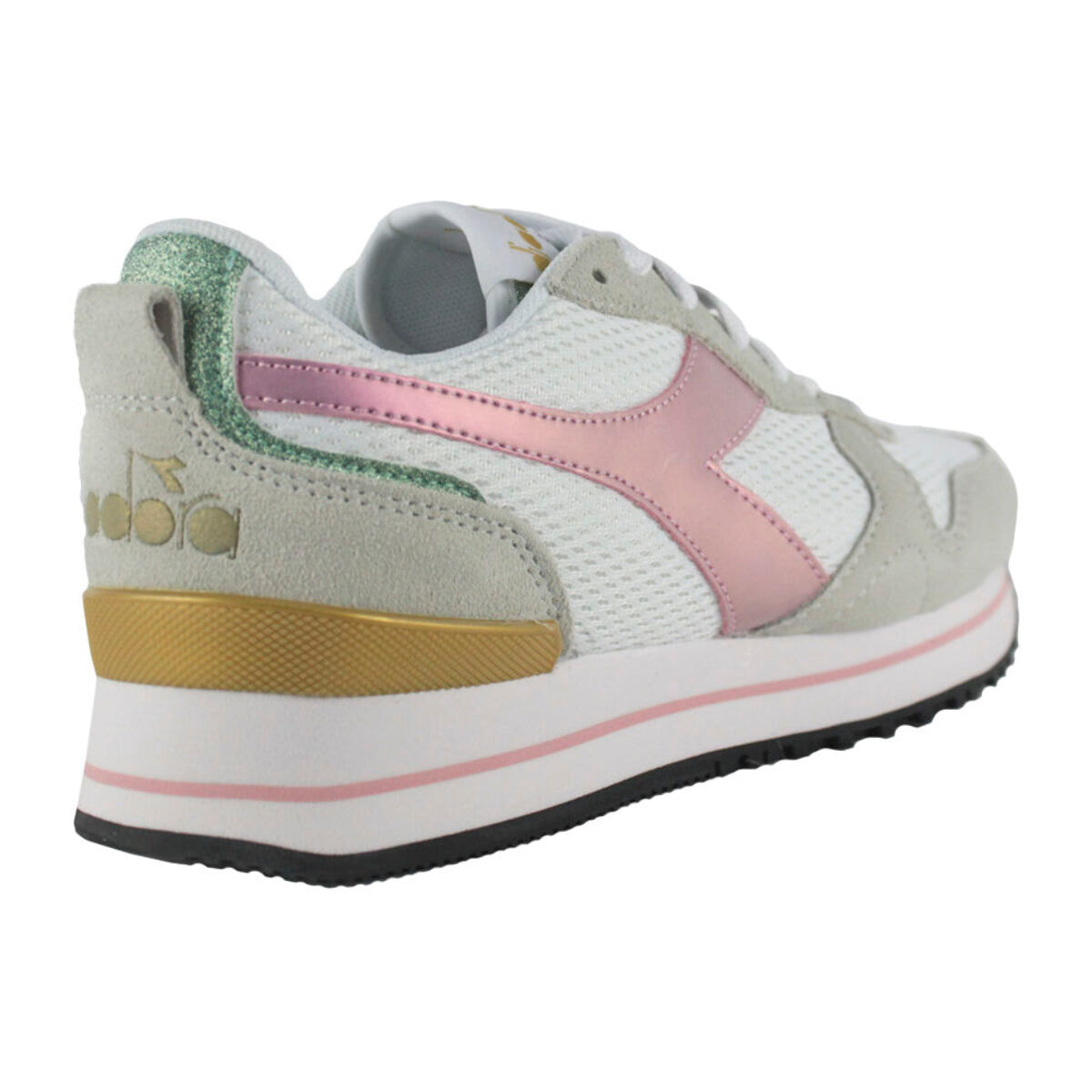 Zapatillas Sneaker para Mujer - DIADORA Olympia platform glitter rainbow wn 101.178330 01 C3113 White/Pink lady