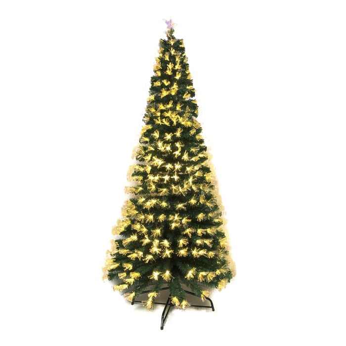 DAM Árbol de fibra óptica c/luz calido 150cm verde 80x80x150cm. Color:Verde
