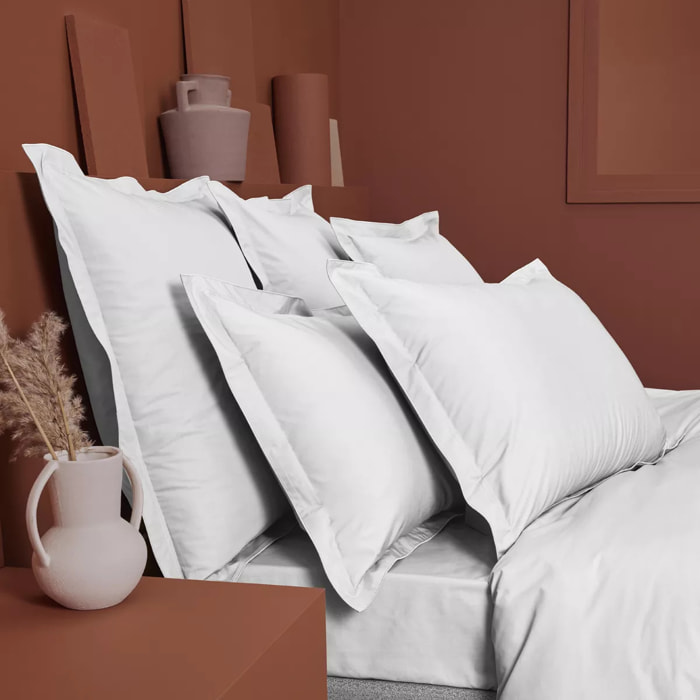 Drap housse b40 percale de coton uni blanc La percale francaise neige