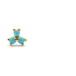 Orecchino Turquoise Trifoglio Argento Placcato Oro