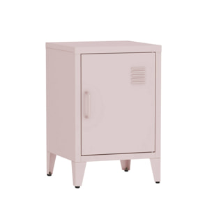 Lot de 2 tables de chevet en acier 1 porte. Rose. casier. L 38 x P 38 x H 55.7 cm