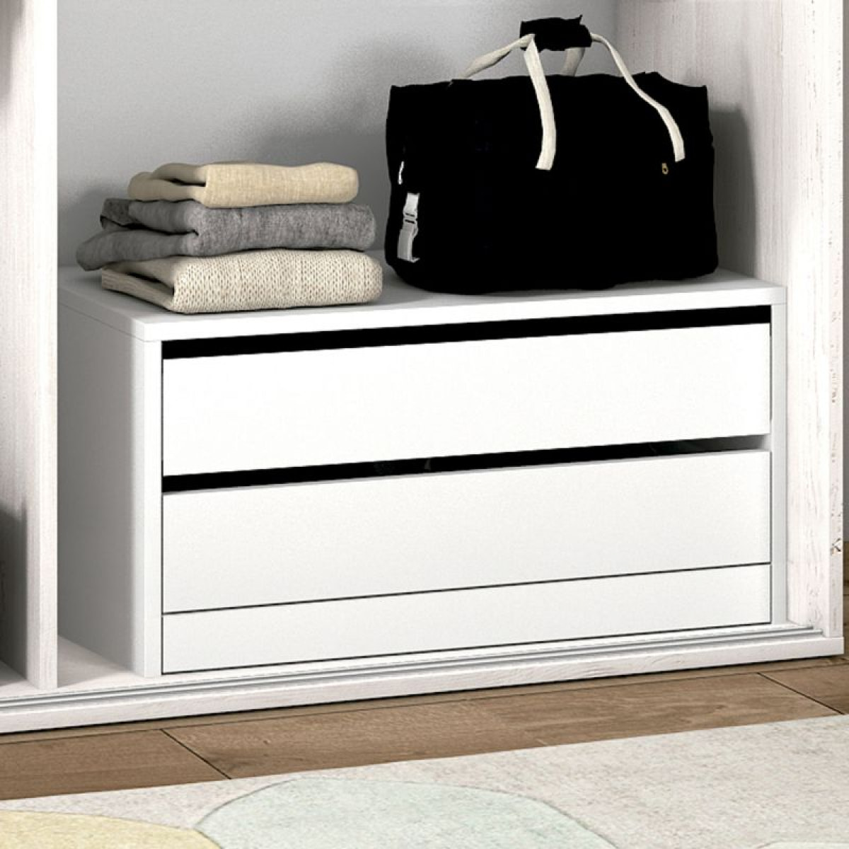 Cajonera auxiliar de 2 cajones en blanco 77x38 cm Uniq Blanco