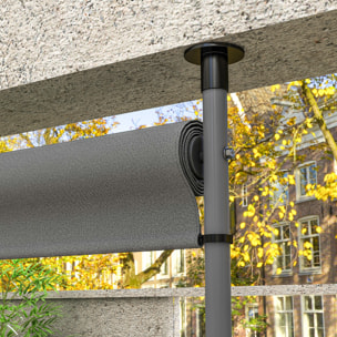Store extérieur sur pied store manuel rétractable enroulable réglable dim. 1,5 x 2,2-3,1 m avec manivelle métal alu. polyester gris foncé