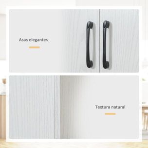 Aparador Alacena de Cocina con 4 Puertas 5 Estantes Abiertos 60x36x168 cm Blanco