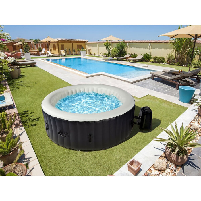 Spa gonflable 4 places  "Santorin" - 180 x 180 x 65 cm - Noir/Blanc