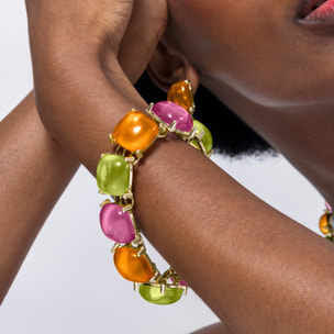 Pulsera de Cristal Multicolor acabada en oro amarillo de 18k