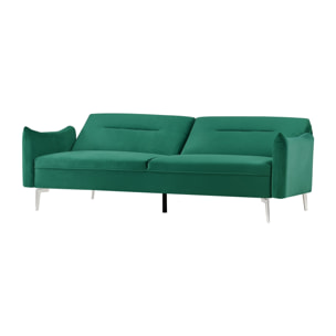 Canapé design convertible 3 places en velours vert SALLY