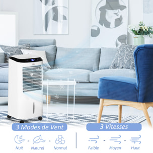 HOMCOM Ventilateur rafraichisseur humidificateur ioniseur 4 en 1 avec télécommande - portable silencieux oscillant 60W - capacité max. réservoir 10L - idéal pièces 20 m² max. - blanc noir