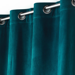 Rideau à œillets casual sauge velours côtelé uni - Bleu Pétrole