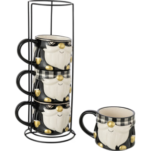 J-Line mug Père Noël Dolomie - céramique - noir/blanc - boîte de 4