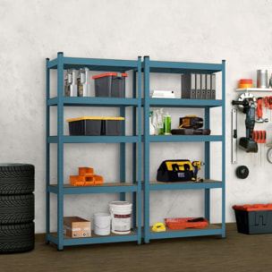 Set da 2 scaffali metallici 150x75x30 cm, cedro