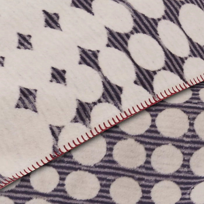 Plaid coton & autres fibres 470 g/m² motif jacquard multicolore Punto gris