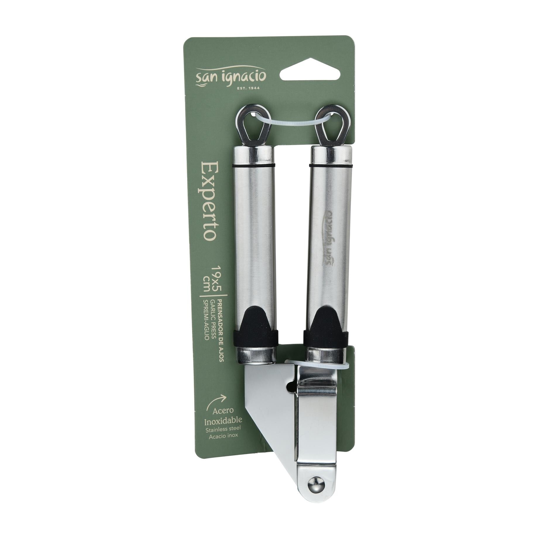 Prensador de ajos 19x5 cm acero inoxidable, triturador manual resistente expert san ignacio