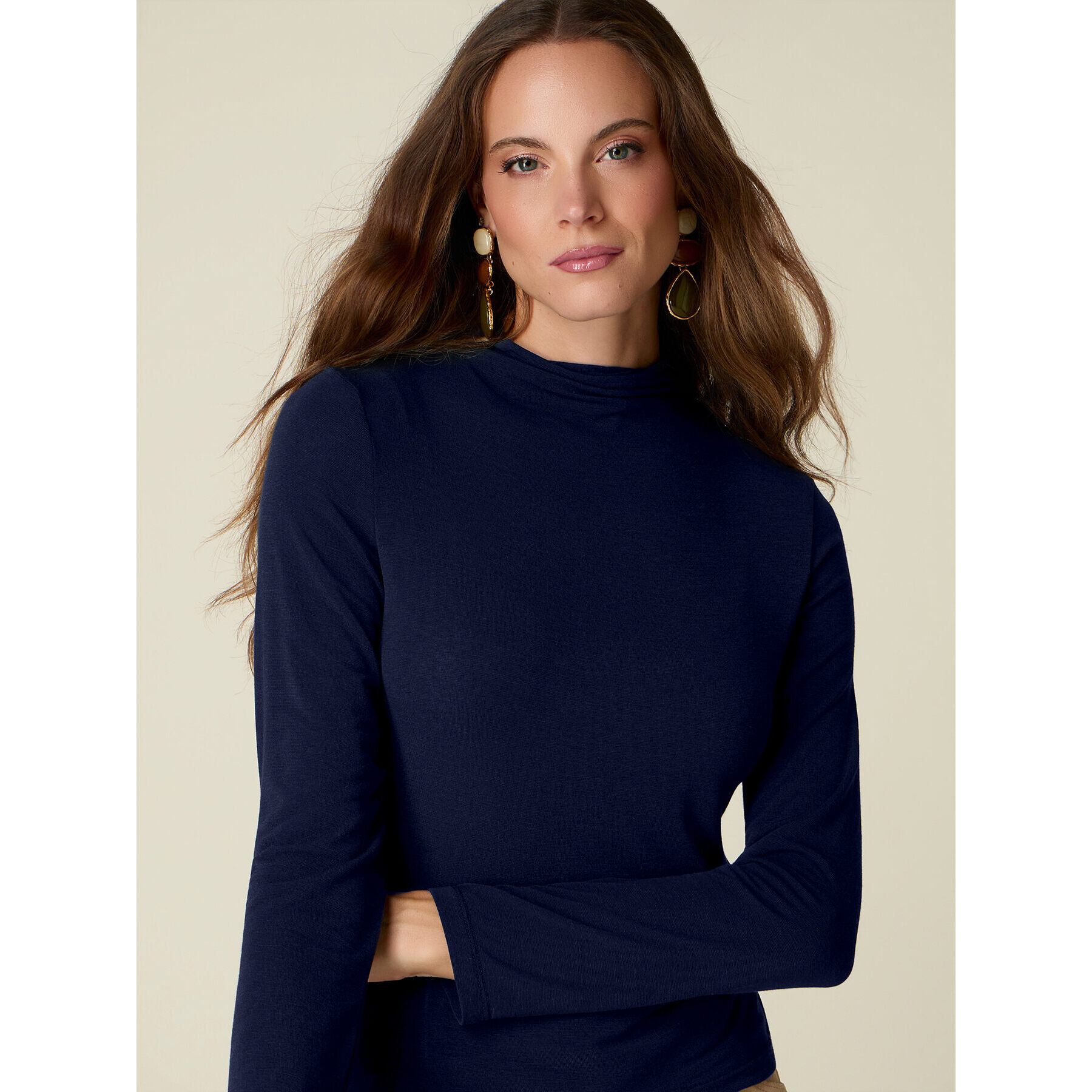 Oltre - T-shirt lupetto misto cashmere - Blu