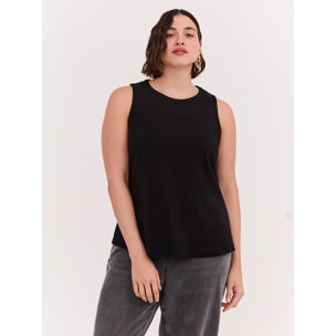 Fiorella Rubino - Top in jersey di cotone a costine - Nero
