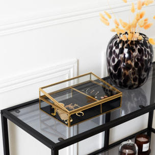 Boite A Bijoux Verre Et Velours Noir