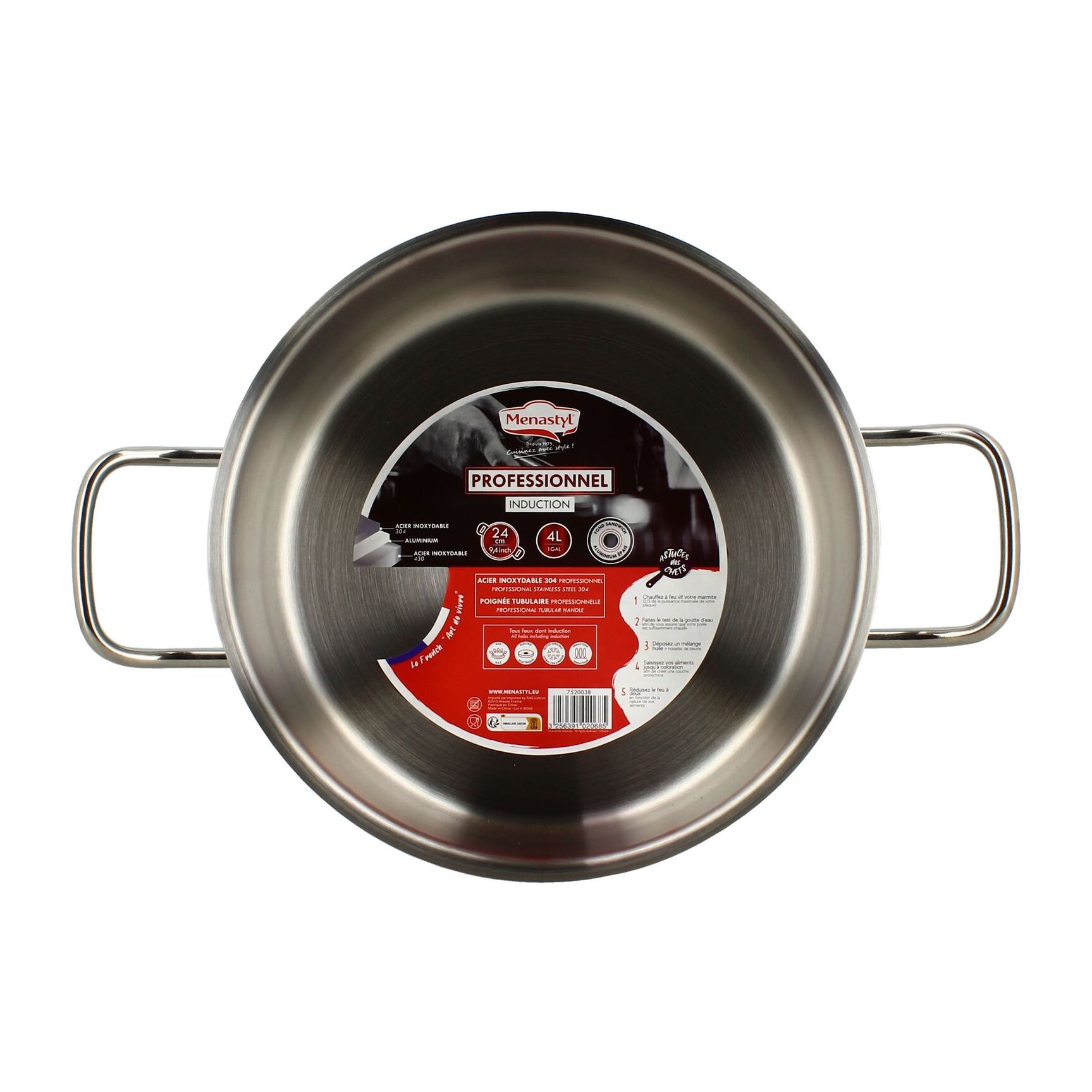 Marmite professionnelle en inox 24cm - tous feux PROFESSIONNEL