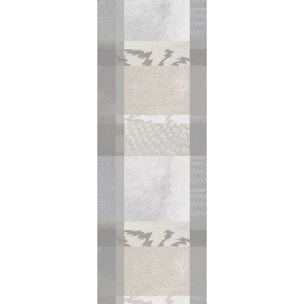 Chemin de table pur coton motif jacquard gris beige Mille matieres vapeur
